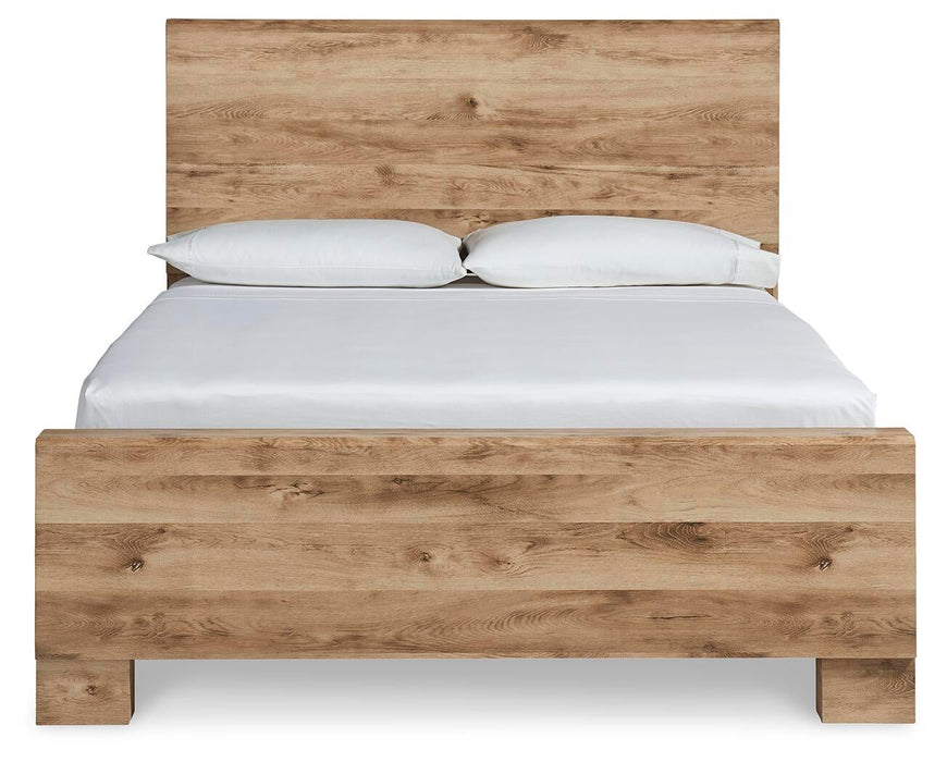Hyanna King Panel Bed, Dresser, Mirror, Chest and Nightstand