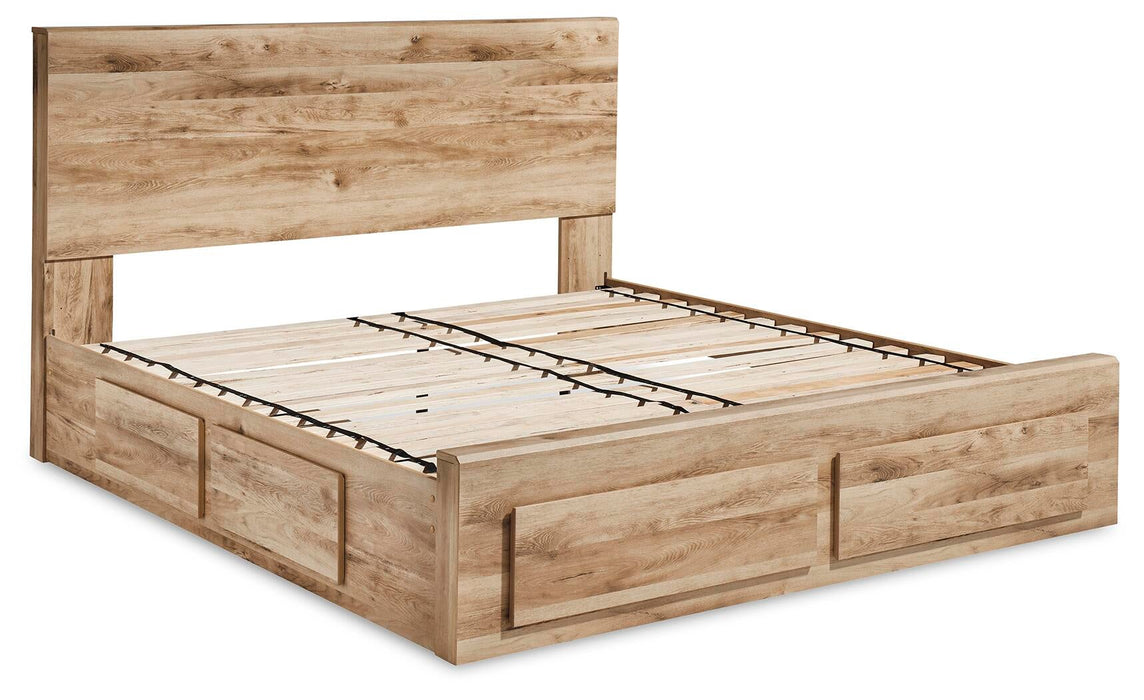 Hyanna Queen Panel Storage Bed with 1 Under Bed Storage Drawer, Dresser, Mirror, Chest and Nightstand