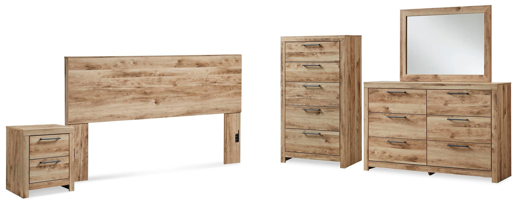 Hyanna King Panel Headboard, Dresser, Mirror, Chest and Nightstand