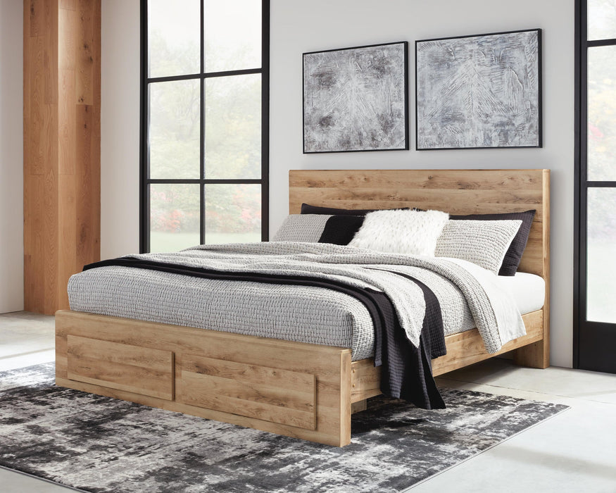 Hyanna Queen Panel Storage Bed, Dresser, Mirror, Chest and Nightstand