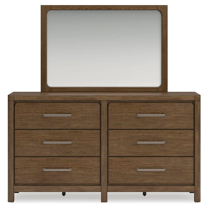 Cabalynn California King Upholstered Bed with Mirrored Dresser, Chest and Nightstand