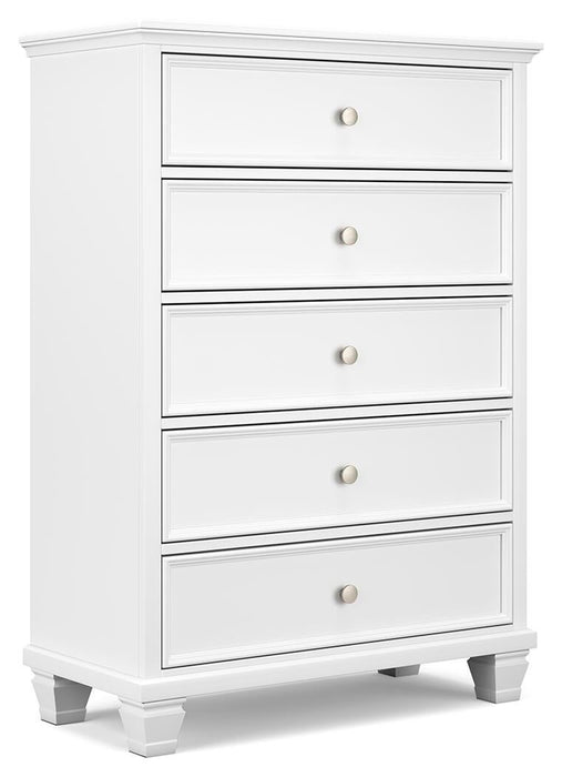 Fortman Full Panel Bed with Mirrored Dresser, Chest and Nightstand