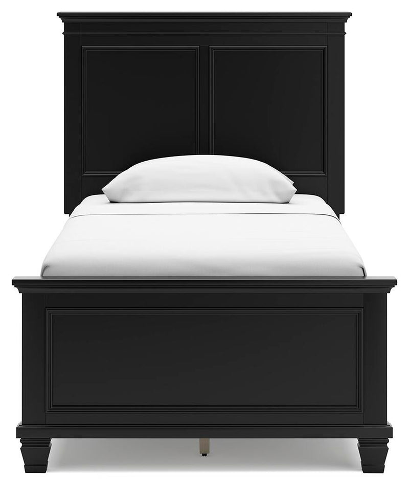 Lanolee Twin Panel Bed with Mirrored Dresser, Chest and Nightstand