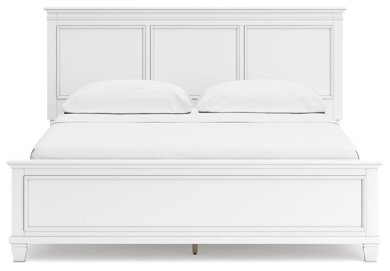 Fortman California King Panel Bed with Mirrored Dresser and Nightstand