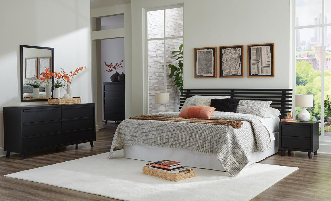 Danziar Queen Slat Headboard, Dresser, Mirror, Chest and Nightstand