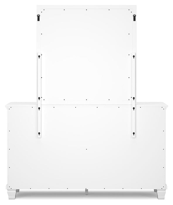 Fortman Full Panel Bed with Mirrored Dresser
