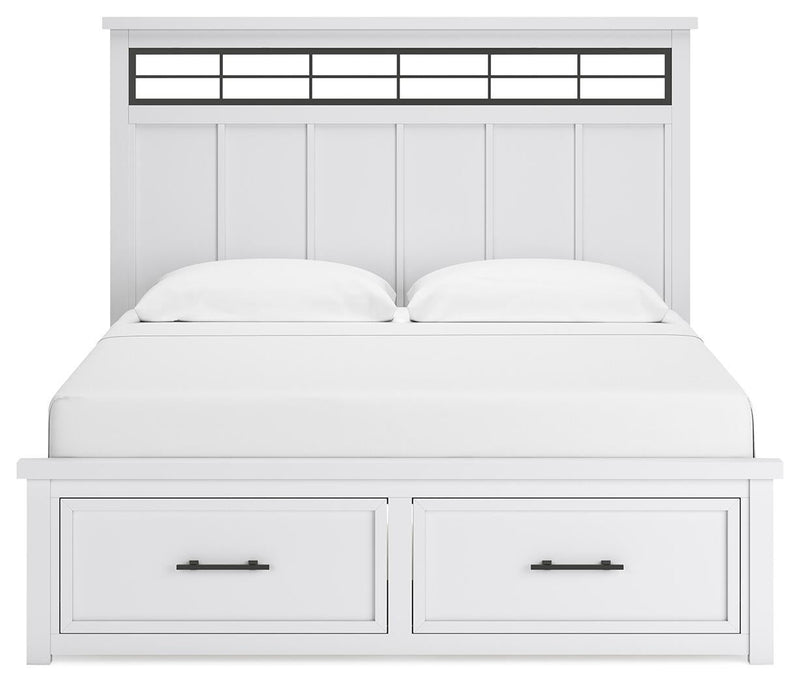 Ashbryn King Panel Storage Bed, Dresser, Mirror and Nightstand