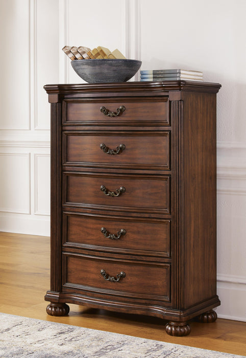 Lavinton California King Poster Bed, Dresser, Mirror, Chest and Nightstand