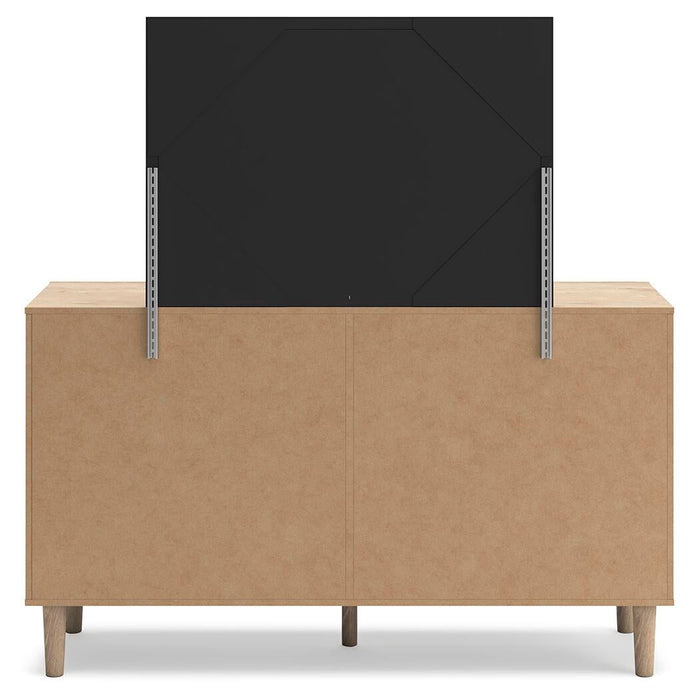 Cielden King Panel Bed with Mirrored Dresser