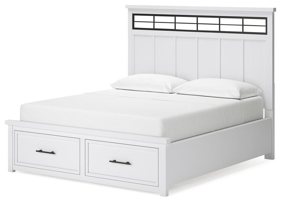 Ashbryn California King Panel Storage Bed, Dresser, Mirror, Chest and Nightstand