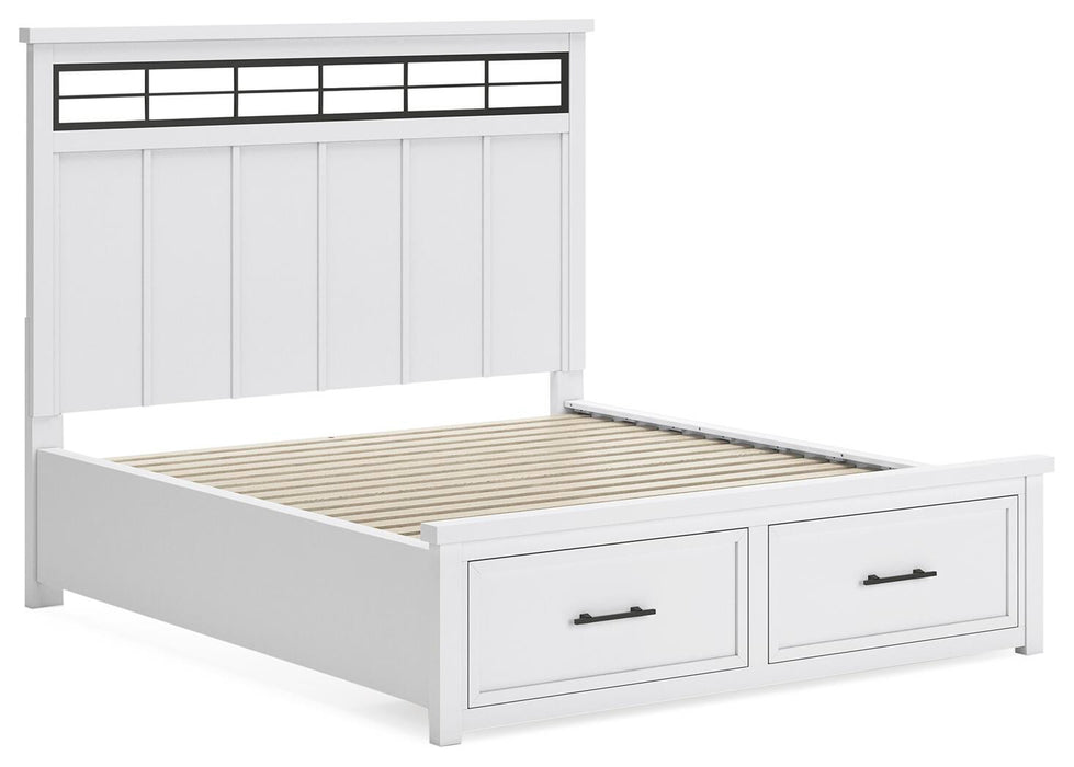 Ashbryn California King Panel Storage Bed, Dresser, Mirror, Chest and Nightstand