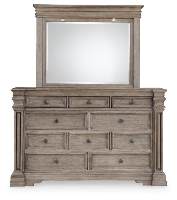 Blairhurst Queen Panel Bed with Mirrored Dresser and Nightstand