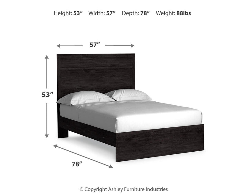 Belachime Full Panel Bed with Mirrored Dresser