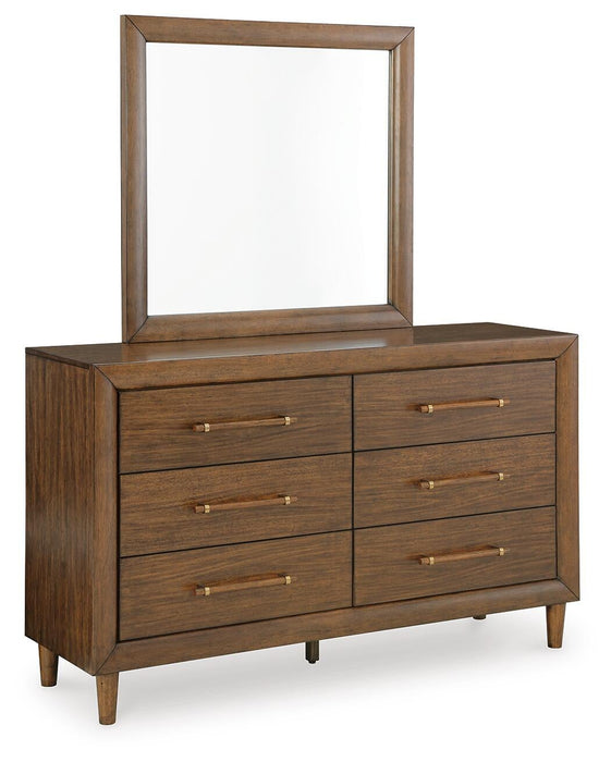 Lyncott California King Upholstered Bed, Dresser, Mirror, Chest and Nightstand