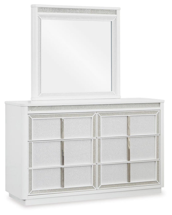 Chalanna Queen Upholstered Storage Bed, Dresser, Mirror, Chest and Nightstand
