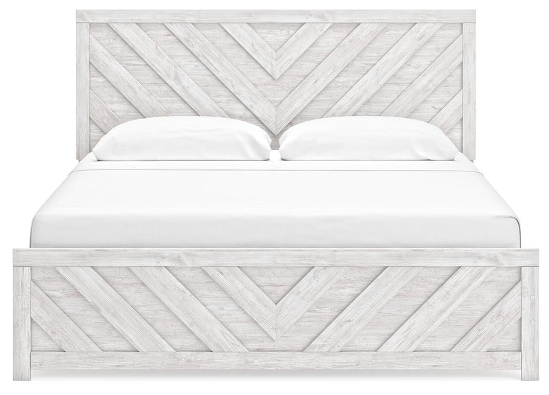 Cayboni King Panel Bed with Mirrored Dresser