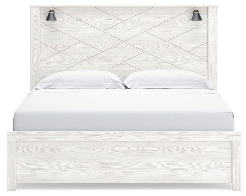 Gerridan King Panel Bed with Mirrored Dresser, Chest and Nightstand