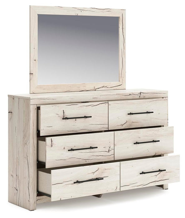 Lawroy King Panel Storage Bed, Dresser, Mirror and Nightstand