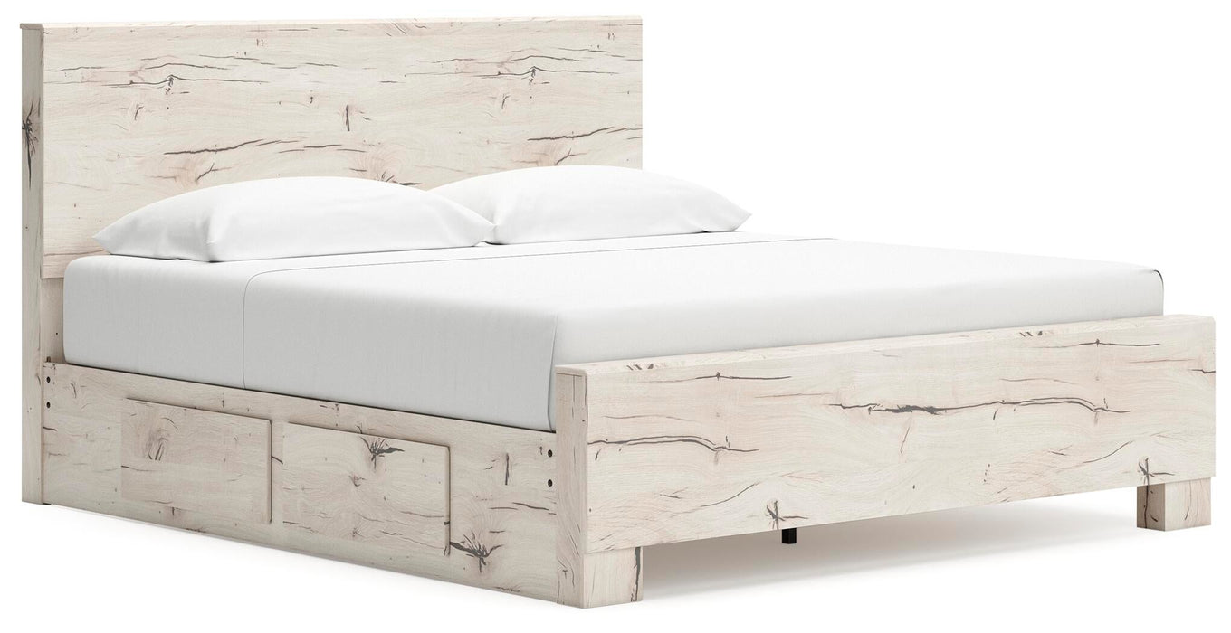 Lawroy King Panel Bed with Storage, Dresser, Mirror, Chest and Nightstand