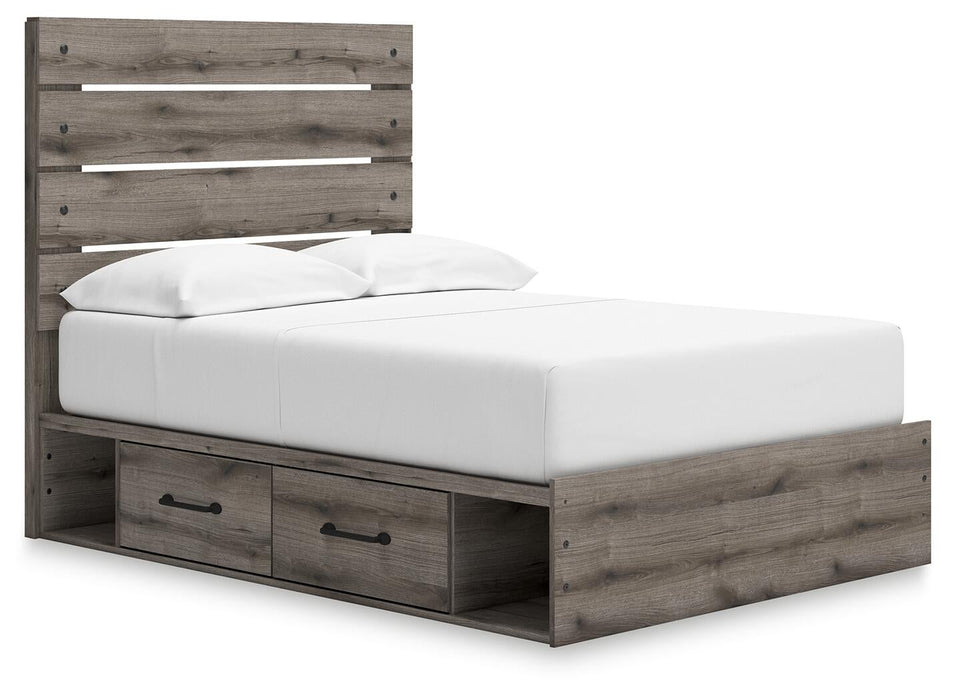 Graystorm Full Panel Storage Bed, Dresser, Mirror, Chest and Nightstand
