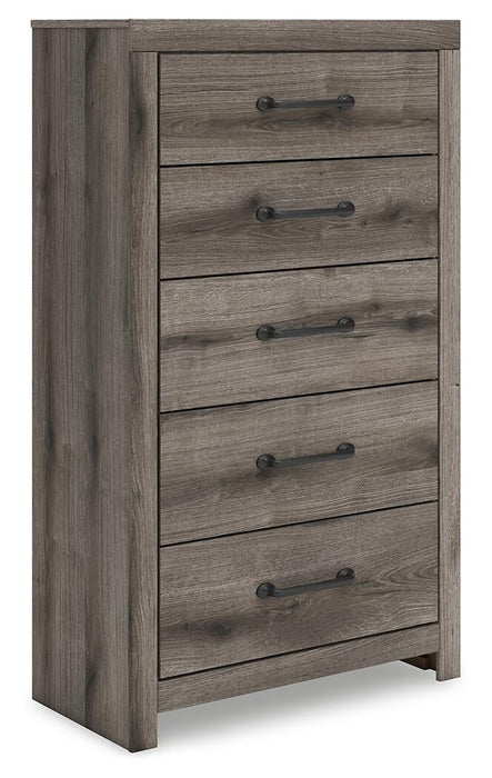 Graystorm Full Panel Bed with Storage, Dresser, Mirror, Chest and Nightstand