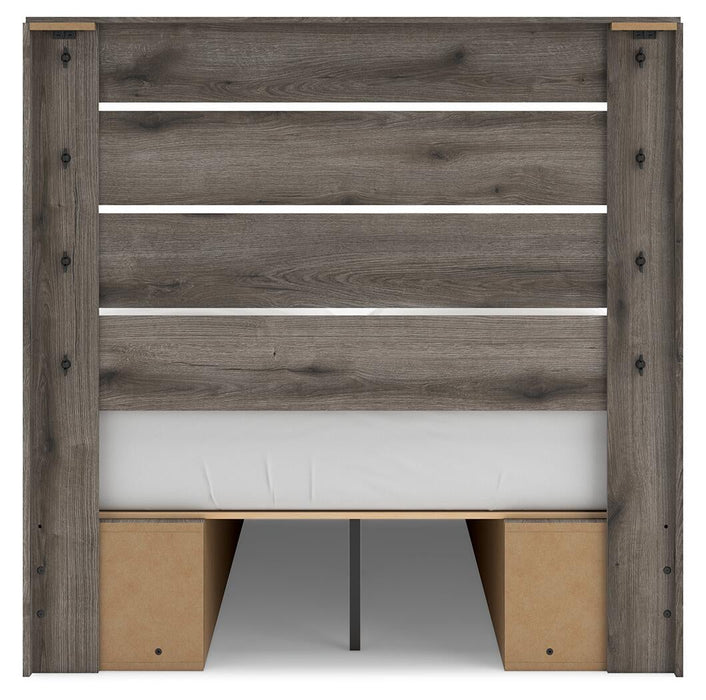 Graystorm Full Panel Bed with Storage, Dresser, Mirror, Chest and Nightstand