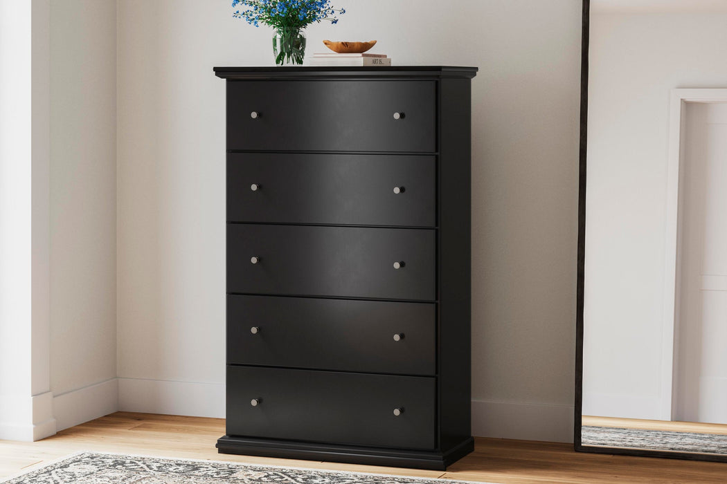 Maribel Full Panel Bed, Dresser, Mirror, Chest and Nightstand