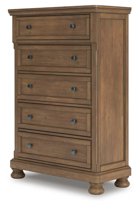 Feddinger California King Storage Sleigh Bed with Mirrored Dresser, Chest and Nightstand