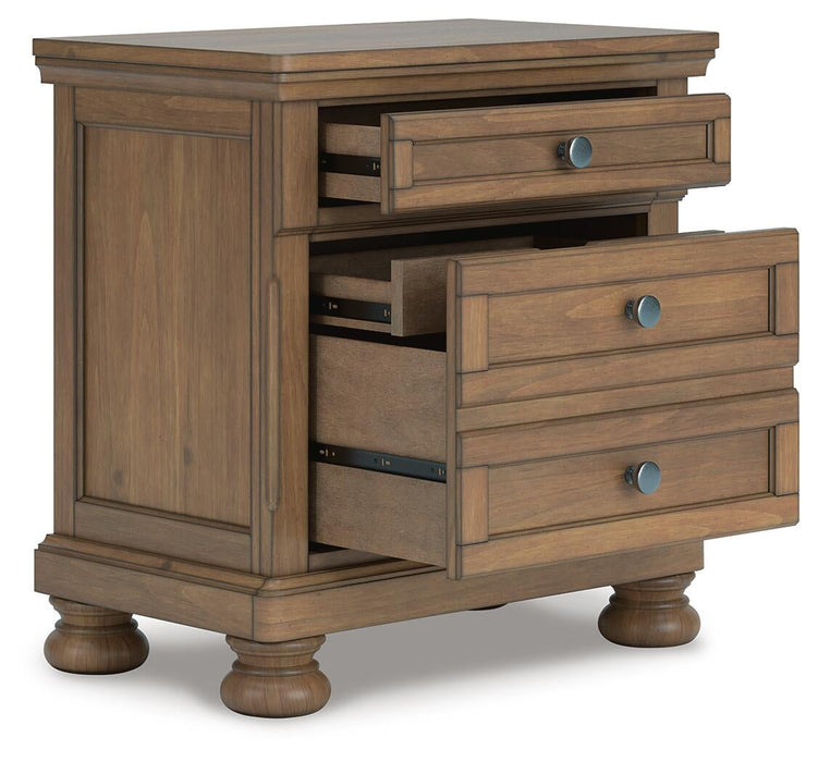 Feddinger California King Storage Sleigh Bed with Mirrored Dresser, Chest and Nightstand