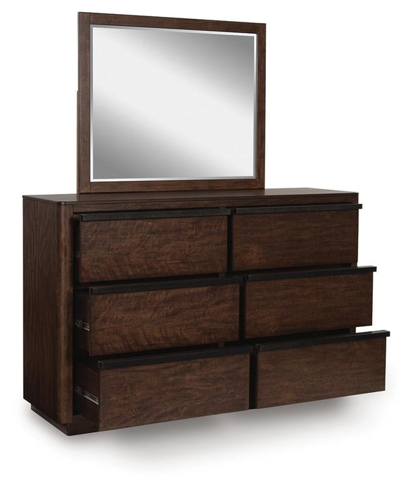 Dilenno King Canopy Bed with Mirrored Dresser