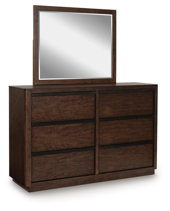 Dilenno King Canopy Bed with Mirrored Dresser
