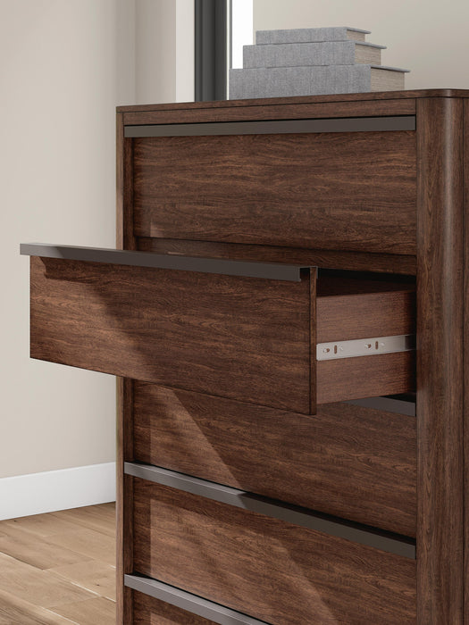 Dilenno California King Canopy Bed with Mirrored Dresser, Chest and Nightstand