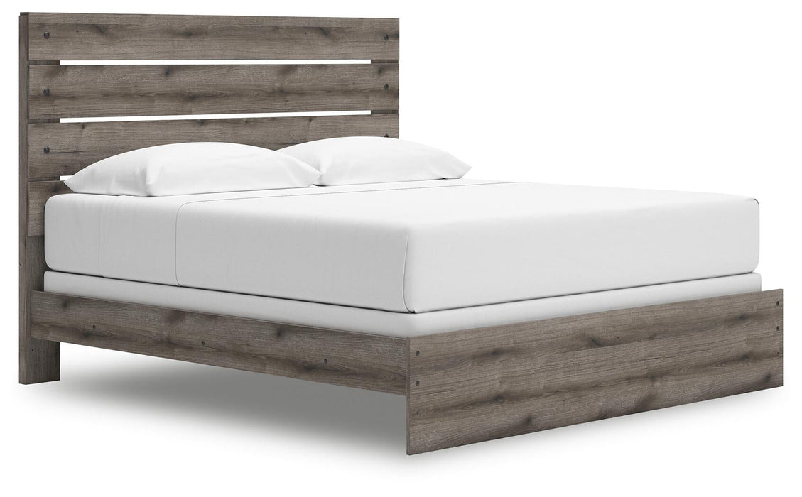 Graystorm King Panel Bed, Dresser, Mirror and Nightstand