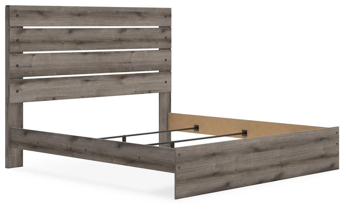 Graystorm King Panel Bed, Dresser, Mirror and Nightstand