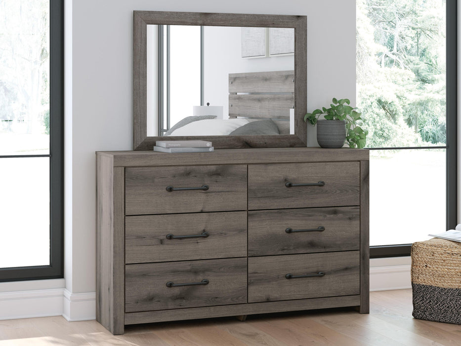 Graystorm King Panel Bed, Dresser, Mirror and Nightstand
