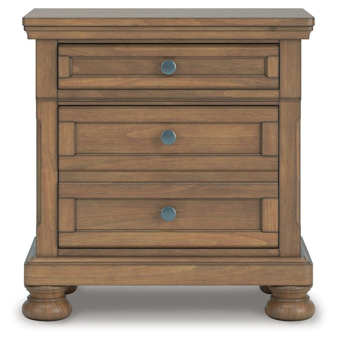 Feddinger King Storage Sleigh Bed with Mirrored Dresser, Chest and Nightstand