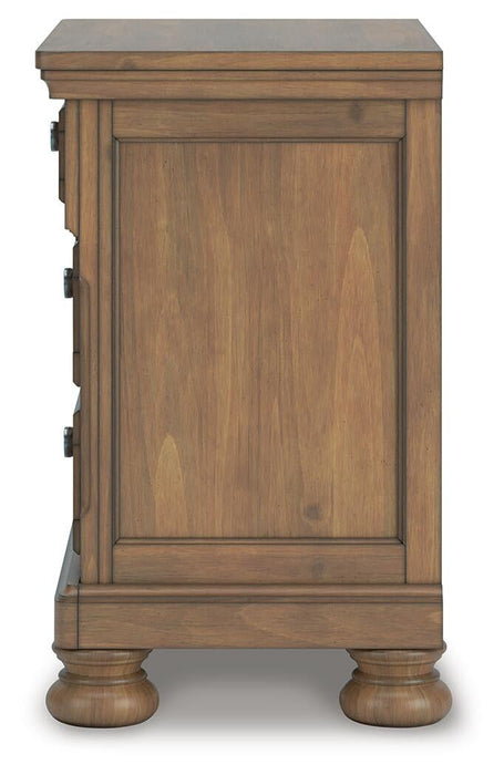 Feddinger King Storage Sleigh Bed with Mirrored Dresser, Chest and Nightstand