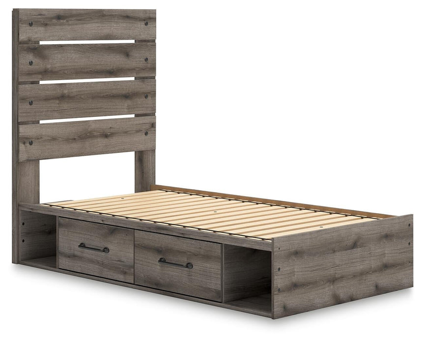 Graystorm Twin Panel Storage Bed, Dresser, Mirror, Chest and Nightstand