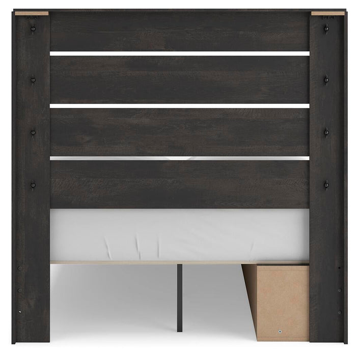 Hollivern Full Panel Storage Bed, Dresser, Mirror and Nightstand