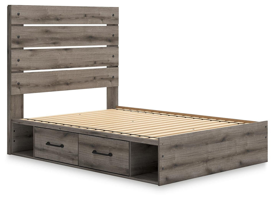 Graystorm Full Panel Storage Bed, Dresser, Mirror and Nightstand