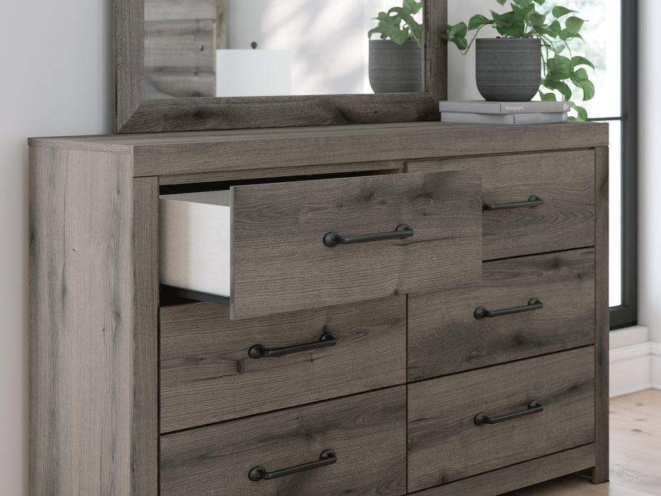 Graystorm Full Panel Storage Bed, Dresser, Mirror and Nightstand