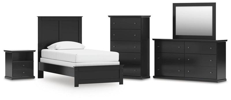 Maribel Twin Panel Bed, Dresser, Mirror, Chest and Nightstand
