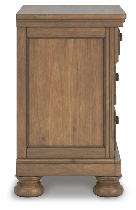 Feddinger California King Panel Bed with Mirrored Dresser and Nightstand