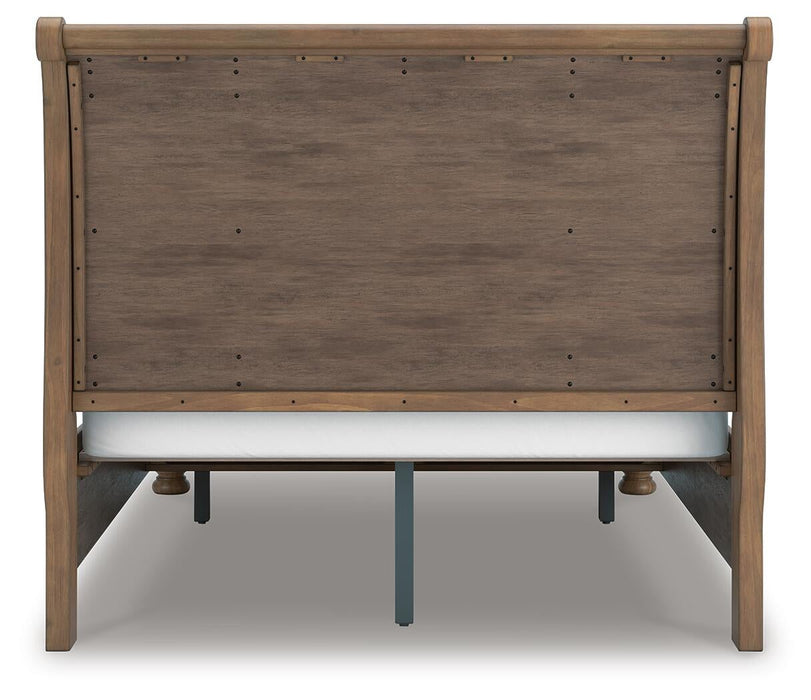 Feddinger Queen Storage Sleigh Bed with Mirrored Dresser