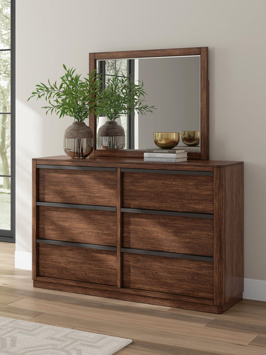 Dilenno Queen Canopy Bed with Mirrored Dresser, Chest and Nightstand
