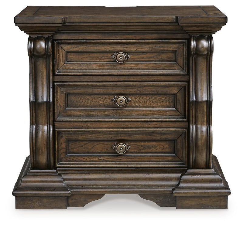 Maylee Queen Canopy Bed, Dresser, Mirror, Chest and Nightstand