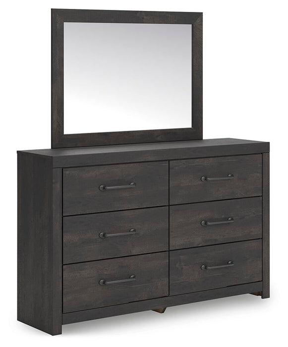 Hollivern Full Panel Bed with Storage, Dresser and Mirror