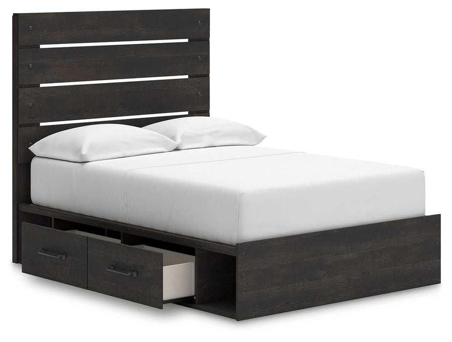Hollivern Full Panel Bed with Storage, Dresser and Mirror