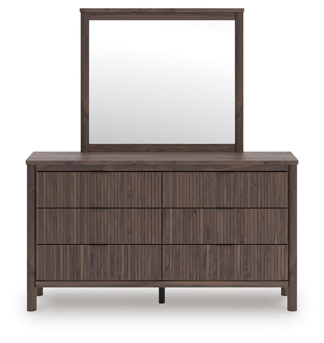 Pamytta Full Upholstered Panel Platform Bed, Dresser, Mirror, Chest and Nightstand
