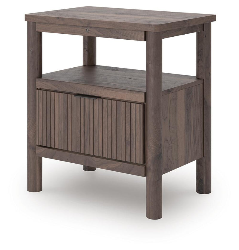 Pamytta Full Upholstered Panel Platform Bed, Dresser, Mirror, Chest and Nightstand